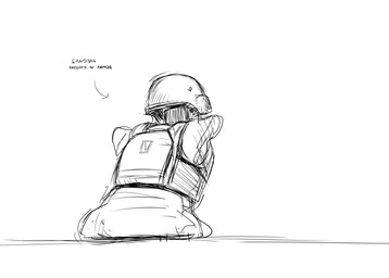 bulletproof_vest military_helmet sandbag zero_pictured hladilnik 2025 comic hi_res monochrome sketch