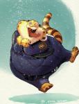 anthro clothed clothing fur male police police_uniform solo uniform gidora_(artist) disney zootopia benjamin_clawhauser cheetah felid feline mammal 2017