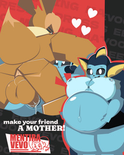 anthro anus balls bdsm belly big_balls big_belly big_breasts big_butt big_penis bodily_fluids bondage bound breasts butt clothing cum duo ejaculation female forced from_front_position genital_fluids genitals heart_eyes heart_symbol holidays huge_belly huge_breasts huge_penis humor leaking_milk male male/female malicious mating_press nipples penetration penis pokemorph pregnant sex text vulva mentiravevo mother's_day nintendo pokemon eevee eeveelution generation_1_pokemon pokemon_(species) vaporeon 4:5 absurd_res english_text hi_res