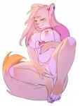 2017 4_toes 5_fingers absurd_res anthro big_breasts blonde_hair breasts clothed clothing colored_nails delsin_(jush) digital_media_(artwork) domestic_cat ear_piercing earbuds electronics eyes_closed feet felid feline felis female fingering fingers fur hair headphones hi_res long_hair mammal masturbation nails nipple_piercing nipples nsfwzhenya partially_clothed piercing portable_music_player raised_clothing raised_shirt raised_topwear shirt simple_background slightly_chubby solo toes topwear vaginal vaginal_fingering vaginal_masturbation white_background yellow_body yellow_fur