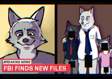 accessory age_difference anthro black_body black_fur bottomless clothed clothing female fur grey_body grey_fur group humor joke kemono larger_male male male/female necktie older_male overweight overweight_anthro overweight_male shirt size_difference smaller_female tail text topwear trio white_body white_fur young young_anthro young_female younger_female byf2453 jeffrey_epstein canid canine canis mammal wolf 2026 censored english_text hi_res