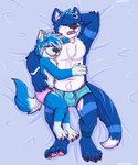 anthro biped black_nose black_seam_boxer_briefs black_seam_underwear blep blue_body blue_boxer_briefs blue_clothing blue_ears blue_fur blue_hair blue_tail blue_underwear boxer_briefs boxer_briefs_only claws clothed clothing colored_seam_underwear cuddling curled_tail dipstick_ears duo ear_markings ear_piercing ear_ring eyes_closed floppy_ears fur hair male male/male multi_tone_tail multicolored_body multicolored_ears multicolored_fur multicolored_hair open_mouth pawpads piercing pink_boxer_briefs pink_clothing pink_pawpads pink_underwear ring_piercing size_difference sleeping tail toe_claws tongue tongue_out topless two_tone_body two_tone_ears two_tone_fur two_tone_hair two_tone_tail underwear underwear_only white_body white_ears white_fur white_hair white_tail gaokun gao_(gaokun) graw_(gaokun) border_collie canid canine canis collie domestic_dog herding_dog hybrid mammal mustelid nordic_sled_dog otter pastoral_dog samoyed sheepdog spitz wolf 5:6 hi_res watermark