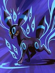 ambiguous_gender black_body blue_markings feral markings paws quadruped raised_tail solo tail potachi nintendo pokemon eeveelution generation_2_pokemon pokemon_(species) umbreon 3:4 hi_res