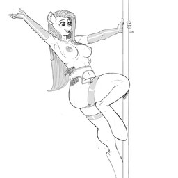5_fingers anthro anthrofied areola armwear bodily_fluids breasts clothing dancing elbow_gloves eyebrows eyelashes female fingers garter_belt garter_straps gloves hair handwear hooves legwear lingerie long_hair money navel nipples nude open_mouth pole pole_dancing simple_background solo stockings stripper sweat teeth thigh_highs tongue white_background kevinsano friendship_is_magic hasbro my_little_pony fluttershy_(mlp) equid equine horse mammal pony 1:1 digital_drawing_(artwork) digital_media_(artwork) greyscale monochrome