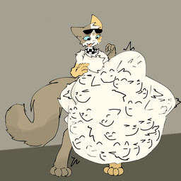 anthro belly big_belly endosoma face_imprint huge_belly imprint male male_pred multiple_prey oral_vore safe_vore solo text vore liwenenix liwen calico_cat domestic_cat felid feline felis mammal 1:1 chromatic_aberration comic english_text hi_res partially_translated translation_check translation_request