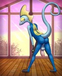 anthro anus balls big_penis bubble_butt butt floor genitals humanoid_genitalia humanoid_penis male penis pink_anus small_butt solo standing thick_penis window wood wood_floor cowardlion nintendo pokemon generation_8_pokemon inteleon pokemon_(species) hi_res shaded soft_shading