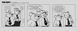 anthro clothing container cup dialogue duo eyes_closed male mug necktie overweight overweight_male shirt text topwear barnem mammal murid murine rat rodent 2025 comic english_text hi_res monochrome