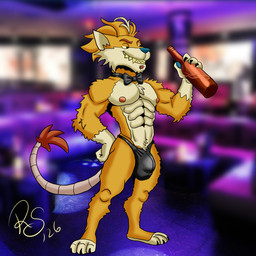 alcohol_bottle anthro beverage_bottle bottle bottomwear bulge clothing container detailed_bulge fur male nipples orange_body orange_fur scrunchie solo tail rsproduccion adult_swim cartoon_network rick_and_morty felid feline mammal 1:1 absurd_res digital_media_(artwork) hi_res