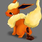 ambiguous_gender blush bodily_fluids crouching feces feral looking_back open_mouth pooping saliva scatplay simple_background solo tears nekosuna5115 nintendo pokemon eeveelution flareon generation_1_pokemon pokemon_(species) 1:1 hi_res