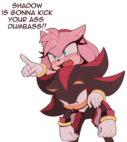 angry clothing fangs female gesture gloves hand_gesture handwear male pointing profanity simple_background teeth text thin_thighs white_background toonsite sega sonic_the_hedgehog_(series) amy_rose shadow_the_hedgehog eulipotyphlan hedgehog mammal 2023 english_text hi_res