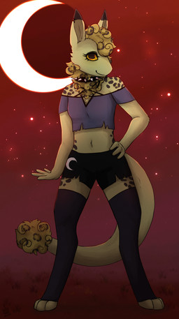 anthro breasts clothed clothing collar cosplay costume female fur looking_at_viewer makeup markings neck_tuft occult_symbol pentagram running_makeup simple_background smile solo spiked_collar spikes spots spotted_body spotted_fur symbol tail tail_tuft tuft wool_(fur) wool_hair rattenprince hellaverse helluva_boss the_nature_of_predators sheva_(frogman) mammal venlil_(the_nature_of_predators) absurd_res hi_res