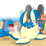 ambiguous_gender beach blush blush_lines bodily_fluids drooling duo female feral fin fisting flippers genital_fluids genitals male male/female open_mouth penetration pussy saliva seaside tailbutt tongue vaginal vaginal_fisting vaginal_fluids vaginal_penetration wide_crotch topaz_(artist) nintendo pokemon generation_1_pokemon generation_3_pokemon lapras pokemon_(species) swampert 1:1 low_res