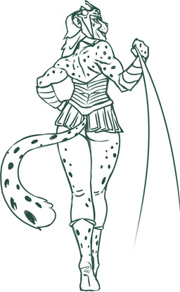 anthro armor bottomwear bracelet butt clothed clothing crown female fur grin hair headgear jewelry leash leash_pull leashed_viewer looking_at_viewer looking_back markings miniskirt skirt smile solo spots spotted_body spotted_fur tail tail_under_skirt tiara upskirt redout dc_comics cheetah_(dc) cheetah felid feline mammal absurd_res digital_drawing_(artwork) digital_media_(artwork) hi_res monochrome
