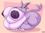 anthro areola belly big_belly big_breasts big_butt blush breasts butt fat_arms fat_legs female fur huge_belly huge_breasts huge_butt huge_thighs hyper hyper_belly hyper_breasts morbidly_obese morbidly_obese_anthro morbidly_obese_female nipples nude obese obese_anthro obese_female overweight overweight_anthro overweight_female purple_areola purple_nipples shy simple_background solo tail thick_thighs drokmars nintendo pokemon eeveelution espeon generation_2_pokemon mammal pokemon_(species) 2023 digital_drawing_(artwork) digital_media_(artwork) hi_res