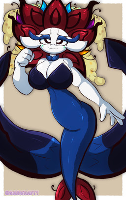 4_fingers big_breasts black_body blue_body breasts cleavage clothed clothing female fingers huge_breasts multicolored_body orange_body purple_body red_body simple_background solo tan_body white_body sawcraft1 fakemon nintendo pokemon flo_(al33444) eternal_flower_florges florges generation_6_pokemon humanoid pokemon_(species) semi-humanoid 2026 absurd_res hi_res