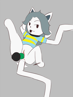 anthro autofisting autopenetration bodily_fluids bottomless clothed clothing dildo double_penetration female fisting genital_fluids genitals grey_background knot knotted_dildo masturbation penetration sex_toy shirt simple_background solo topwear toying_self vaginal vaginal_fluids vaginal_masturbation vaginal_penetration vulva kamperkiller undertale undertale_(series) temmie_(undertale) canid canine canis domestic_cat domestic_dog felid feline felis mammal tem 3:4 hi_res