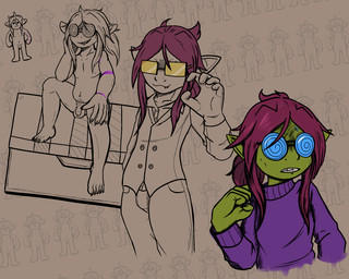 bodily_fluids claws clothing eyewear flaccid genitals glasses male nude penis slightly_chubby solo spiral_glasses sunglasses sweat sweater toe_claws topwear turtleneck vest bastardcat3 space_station_13 goblin aliasing binary_drawing digital_drawing_(artwork) digital_media_(artwork) hi_res multiple_images