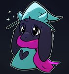 black_body black_fur black_nose clothing eyewear floppy_ears fur glasses hat headgear headwear heart_symbol male outline pointy_hat robe scarf simple_background solo furvo deltarune undertale_(series) ralsei bovid caprine goat mammal 2021 digital_drawing_(artwork) digital_media_(artwork) hi_res signature