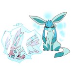 ambiguous_gender blue_body blue_eyes blush blush_lines duo embarrassed eyelashes feral frozen frozen_solid open_mouth paws ribbons_(anatomy) simple_background tail white_body odeko-yma nintendo pokemon eeveelution generation_4_pokemon generation_6_pokemon glaceon pokemon_(species) sylveon 2025 hi_res female_(lore) male_(lore)