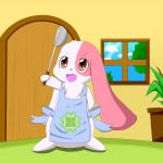 aged_up anthro apron brown_eyes clothing clover_(plant) eyelashes female fur japanese long_ears pink_body pink_fur plant shamrock solo unknown_artist happy_happy_clover pixiv sayuri_tatsuyama mallow_(happy_happy_clover) domestic_rabbit lagomorph leporid lop_rabbit mammal oryctolagus rabbit 1:1