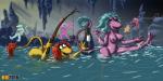 anthro bathing blue_hair breasts female fur genitals group hair nipples nude prank purple_body purple_fur pussy red_hair skinny_dipping soap stalactite stalagmite swimming water yellow_body yellow_fur hentai_boy_(artist) fraggle_rock mokey_fraggle red_fraggle fraggle mammal 2:1 hi_res