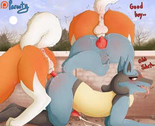 anal anal_knotting anal_orgasm anal_penetration animal_genitalia anthro anthro_on_feral anthro_penetrated anus ass_to_ass ass_up backsack balls bestiality blush blush_lines blushing_profusely bodily_fluids cloud cum cum_while_penetrated cumshot digitigrade duo ejaculation erection exhibitionism feral feral_penetrating feral_penetrating_anthro flirting forest forest_background genital_fluids genitals good_boy hands-free knot knot_root knotted_penis knotting looking_back looking_pleasured male male/male male_penetrated male_penetrating male_penetrating_male multiple_poses nature nature_background nipples orgasm outside outside_sex penetration penis perineum plant pose precum precum_string raised_tail rear_view saliva saliva_string sex shaking sheath sweat sweatdrop tail tail_anus tongue tongue_out top_hole tree parooty nintendo pokemon canid canine dusk_lycanroc generation_4_pokemon generation_7_pokemon lucario lycanroc mammal pokemon_(species) hi_res shaded