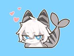 :3 >:3 ahoge ambiguous_gender anthro blue_background blue_eyes cheek_markings chibi countershade_face countershade_skin countershade_torso countershading ear_markings facial_markings fin front_view grey_body grey_ears grey_skin grey_stripes grey_tail hair head_markings heart_symbol kemono looking_at_viewer markings monotone_hair multicolored_body multicolored_ears multicolored_skin multicolored_tail nude pupils shark_tail short_hair simple_background solo striped_body striped_ears striped_markings striped_skin striped_tail stripes tail tail_fin tail_markings two_tone_ears two_tone_tail white_body white_countershading white_hair white_pupils white_skin lok_cat changed_(video_game) the_shark_(changed) fish marine shark 2022 4:3 bust_portrait colored digital_media_(artwork) hi_res portrait