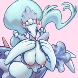 3_fingers areola blue_eyes breasts busty_feral exposed_breasts female feral fingers front_view hands_above_breasts hands_on_own_breasts montgomery_glands nipples pink_background simple_background solo epitapphos nintendo pokemon generation_7_pokemon pokemon_(species) primarina 2026 colored digital_drawing_(artwork) digital_media_(artwork) hi_res