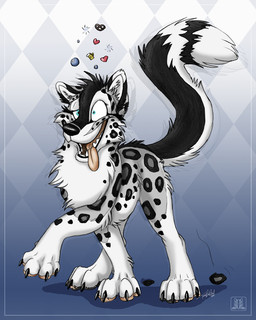 claws drunk female feral heart_symbol leopard_spots open_mouth quadruped solo spots substance_intoxication tail teeth tongue conditional_dnp tani_da_real tanidareal_(character) canid canine canis felid hybrid mammal pantherine snow_leopard wolf 4:5