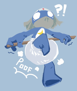 anthro blue_body clean_diaper clothed clothing diaper male simple_background solo text wearing_diaper hammockcowboy sgt._frog dororo_(sgt._frog) amphibian frog keronian digital_media_(artwork) english_text hi_res