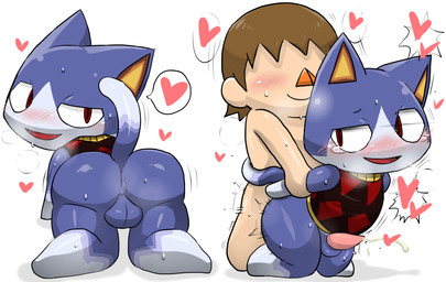 anal anal_penetration anthro anthro_penetrated anus arm_grab arm_pull backsack balls blue_body blue_fur blush bodily_fluids butt cum cum_while_penetrated cumshot duo ejaculation erection from_behind_position fur genital_fluids genitals heart_symbol human_on_anthro human_penetrating human_penetrating_anthro interspecies looking_back male male/male male_penetrated male_penetrating male_penetrating_male open_mouth orgasm penetration penis presenting presenting_anus presenting_hindquarters prison_guard_position sex simple_background tapering_penis white_background enigi09 animal_crossing nintendo rover_(animal_crossing) villager_(animal_crossing) domestic_cat felid feline felis human mammal