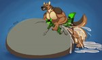 4_toes 5_fingers anal anal_knotting anal_penetration anthro anthro_on_anthro anthro_penetrated anthro_penetrating anthro_penetrating_anthro balls belly big_balls black_claws black_nose bodily_fluids claws cum cum_ballooning cum_from_mouth cum_in_mouth cum_inflation cum_inflation_progression cum_inside cum_through dipstick_tail duo excessive_cum excessive_genital_fluids eyebrows feet fingers fur genital_fluids genitals huge_balls hyper hyper_cum inflation knotting larger_male male male/male male_penetrated male_penetrating male_penetrating_male markings multicolored_body multicolored_fur penetration sex size_difference smaller_male smaller_penetrated stripes tail tail_markings tan_balls teeth toes tofu-doggo silver_fang_(furry1997) canid canine canis domestic_dog fox german_shepherd herding_dog mammal pastoral_dog