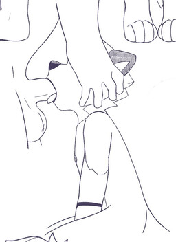 adult_on_young age_difference anthro balls countershade_ears countershading duo fellatio genitals hand_on_head holding_another's_head male male/male markings nipples oral penile penis sex side_view thick_penis young young_anthro young_male imnothere canid canine canis domestic_dog husky mammal nordic_sled_dog siberian_husky spitz hatching_(art) monochrome shaded