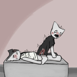 1_eye anal anthro blush duo femboy genitals intersex intersex/male male mattress olwys on_bottom on_top penis reverse_cowgirl_position sex small_penis x-ray_view kapi0w0 1:1 hi_res