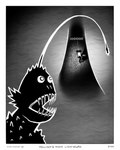 anthro black_background black_body black_skin border bumpy_skin climbing climbing_wall duo fog looking_up lure_(anatomy) male night open_mouth screaming sharp_teeth simple_background teeth sharkinthepark anvil_(sharkinthepark) anglerfish fish marine monster sea_monster 2025 absurd_res comic greyscale hi_res monochrome
