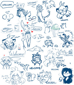 :3 anthro beverage biped breasts butt cape chest_tuft clothed clothed_anthro clothed_female clothed_human clothed_male clothing dialogue eating eyewear female food food_in_mouth front_view fur glasses hair holding_beverage holding_object hot_dog ice_cream_cone male pillow scarf side_view simple_background sleeping smile speech_bubble stripes tail text tuft white_background conditional_dnp tom_fischbach twokinds clovis_(twokinds) erilas_(twokinds) flora_(twokinds) hazel_(twokinds) kathrin_vaughan maeve_riftwall mrs._nibbly windstraw_kidwell canid canine felid human hybrid keidran lagomorph leporid mammal pantherine rabbit rodent sciurid tiger tree_squirrel 2025 digital_drawing_(artwork) digital_media_(artwork) english_text hi_res monochrome sketch spot_color