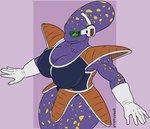 big_breasts biped breasts cleavage clothed clothing crossgender female gloved_hands looking_at_viewer markings mtf_crossgender purple_background purple_body simple_background solo spots spotted_body thick_thighs methados dragon_ball dragon_ball_z appule alien absurd_res hi_res