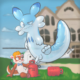 aircraft anthro balloon balloon_fetish balls blonde_hair blurred_background blush blush_lines cloud detailed_background duo fangs freckled_face freckled_shoulders freckled_tail freckles genitals glans grass hair hedge helicopter helium helium_tank humanoid_genitalia humanoid_penis inflatable inflation male male/male mansion on_grass on_ground outside pawpads paws penis plant rotor shrub sitting sky tail teeth touching_grass vehicle young young_anthro young_male badipoki mythology palworld pocketpair float_(badipoki) animate_inanimate balloon_creature chillet domestic_ferret dragon living_balloon living_inflatable mammal mustelid musteline mythological_creature mythological_scalie pal_(species) scalie true_musteline weasel 1:1 absurd_res hi_res adult_(lore)