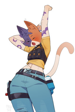 anthro belt biped blush bottomwear clothed clothed_anthro clothed_female clothing eyes_closed female fingers front_view fully_clothed fully_clothed_anthro fully_clothed_female fur inner_ear_fluff navel open_mouth pants simple_background solo standing tail teeth tongue topwear tuft white_background pakusta epic_games fortnite cate_meowdy domestic_cat felid feline felis mammal 2025 digital_drawing_(artwork) digital_media_(artwork) hi_res