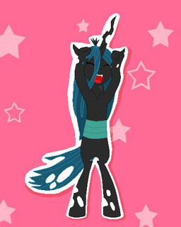 :d dancing eyes_closed fangs female feral green_hair hair hole_(anatomy) horn long_hair pattern_background simple_background smile solo star star-shaped_background star_polygon tail teeth tomdantherock caramelldansen friendship_is_magic hasbro my_little_pony queen_chrysalis_(mlp) arthropod changeling_(mlp) 2012 2d_animation 4:5 aliasing animated animated_gif animation_meme digital_media_(artwork) frame_by_frame low_res meme motion_tweening short_playtime