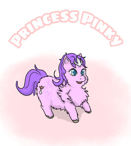 blue_eyes butt butt_markings eyelashes female female_feral feral fur grey_hooves hair hooves markings open_mouth pink_body pink_fur purple_hair purple_tail simple_background smile solo standing tail text young young_female young_feral carpdime fluffy_pony princess_pinky_(fluffy_pony) fluffy_pony_(species) mammal character_name digital_media_(artwork) shaded