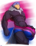 abs accipitrid accipitriform ahab_(ahugebird) anthro armpit_hair avian balls balls_outline beak biceps big_balls big_bulge biped bird bisexual_pride_colors black_body black_feathers blue_body blue_feathers body_hair bulge clothed clothing corrsk detailed_bulge digital_media_(artwork) eagle feathers genital_outline genitals grey_body grey_feathers hand_on_bulge hi_res huge_bulge lgbt_pride looking_at_viewer male male_anthro muscular muscular_anthro muscular_male pecs penis_outline pride_colors simple_background smile solo tail underwear