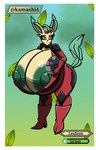 anthro areola armor big_areola big_breasts big_nipples breasts female green_areola green_nipples headgear helmet huge_areola huge_breasts huge_nipples hyper hyper_breasts ill_fitting_clothing nipples plant solo multifaker5 nintendo pokemon eeveelution elemental_creature flora_fauna generation_4_pokemon leafeon pokemon_(species) hi_res