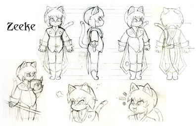 angry anthro book cloak clothed clothing female reading smile solo tail whiskers kemotobi zeeke_(kemotobi) domestic_cat felid feline felis mammal model_sheet sketch