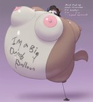 air_inflation anthro belly big_belly big_breasts black_hair body_writing breasts brown_body brown_fur degradation dialogue female floating fur hair huge_belly huge_breasts hyper hyper_belly hypnosis immobile inflated_belly inflated_breasts inflation inflation_fetish intelligence_loss light memory_loss mind_control navel nipples purple_background purple_eyes rope simple_background solo spiral_eyes text text_on_body taranima canid canine mammal 2020 english_text hi_res lighting shaded