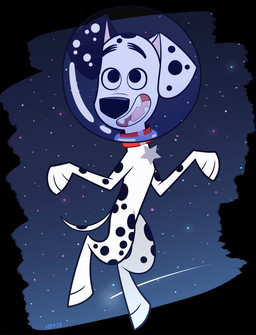 armor black_body black_fur black_nose black_spots bubble_helmet collar collar_tag fangs feral fur headgear helmet heterochromatic_ears male markings on_haunches pink_inner_ear red_collar solo space spots spotted_body spotted_fur star_collar_tag teeth toony white_body white_fur higglytownhero 101_dalmatian_street 101_dalmatians disney dylan_(101_dalmatians) canid canine canis dalmatian domestic_dog mammal 2019