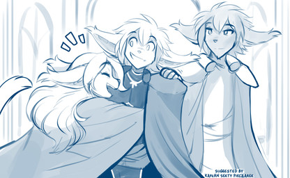 alternate_universe anthro armor biped cape clothed clothed_anthro clothed_female clothed_male clothing emanata eyes_closed family female fingers front_view fur grin group hug male open_mouth open_smile pauldron smile standing tail teeth tongue trio conditional_dnp tom_fischbach twokinds cathleen_keiser cornelius_keiser keith_keiser basitin mammal 2026 blue_and_white digital_drawing_(artwork) digital_media_(artwork) hi_res monochrome sketch father_(lore) father_and_child_(lore) father_and_son_(lore) mother_(lore) mother_and_child_(lore) mother_and_son_(lore) parent_(lore) parent_and_child_(lore) parent_and_son_(lore) son_(lore)
