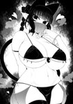 big_breasts bikini bottomwear bracelet braided_hair braided_pigtails breasts cleavage clothed clothing collar cute_fangs ear_piercing ear_ring exotic_dancer fangs female hair heart_symbol huge_breasts humanoid_pointy_ears jewelry legwear loincloth midriff navel open_mouth piercing pigtails pointy_ears ring_piercing skimpy smile solo swimwear teeth thigh_highs two-piece_swimsuit veil haruaneki touhou rin_kaenbyou animal_humanoid cat_humanoid felid felid_humanoid feline feline_humanoid humanoid mammal mammal_humanoid absurd_res hi_res monochrome