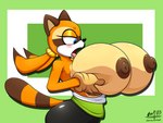 anthro areola big_breasts blue_eyes blush breasts clothing female gloves hand_on_breast handwear huge_breasts nipples open_mouth solo cornchip21 cricket-inc sega sonic_the_hedgehog_(series) marine_the_raccoon mammal procyonid raccoon 2018 4:3 absurd_res hi_res