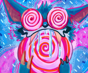 anthro blue_body blue_fur bodily_fluids candy chibi claws dessert fangs finger_claws food fur holding_food holding_object male saliva smile smiling_at_viewer solo teeth pinumontbalou league_of_legends mythology riot_games tencent warwick_(lol) canid canine mammal mythological_canine mythological_creature werecanid werecanine werecreature werewolf hi_res